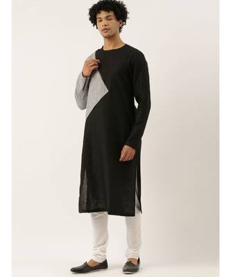 Black Grey Checkered Linen Kurta set 5