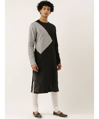 Black Grey Checkered Linen Kurta set 6