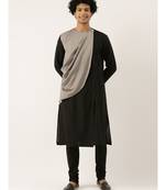 Black Grey Drape Kurta Set
