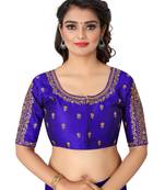 Blue art silk embroidery readymade blouse