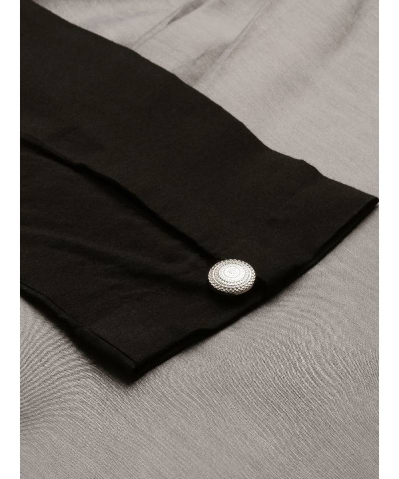 Black Grey Drape Kurta Set