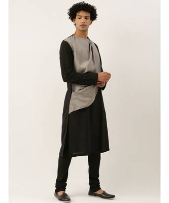 Black Grey Drape Kurta Set 5