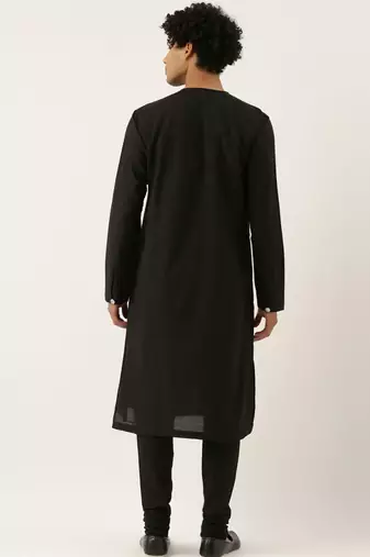 Black Grey Drape Kurta Set