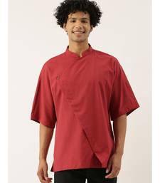 Red Stylish Malai Cotton Short Kurta
