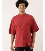 Red Stylish Malai Cotton Short Kurta