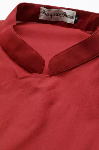 Red Stylish Malai Cotton Short Kurta