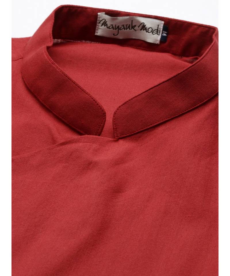 Red Stylish Malai Cotton Short Kurta