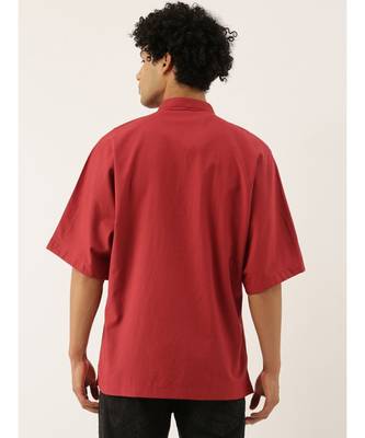 Red Stylish Malai Cotton Short Kurta 5