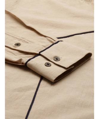 Beige Blue Malai Cotton Short Kurta 3