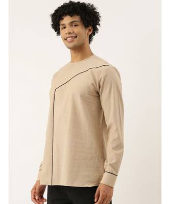 Beige Blue Malai Cotton Short Kurta 4