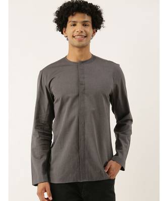 Grey Malai Cotton Short Kurta 1