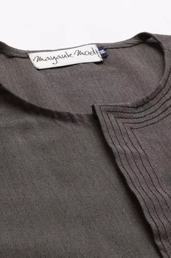 Grey Malai Cotton Short Kurta