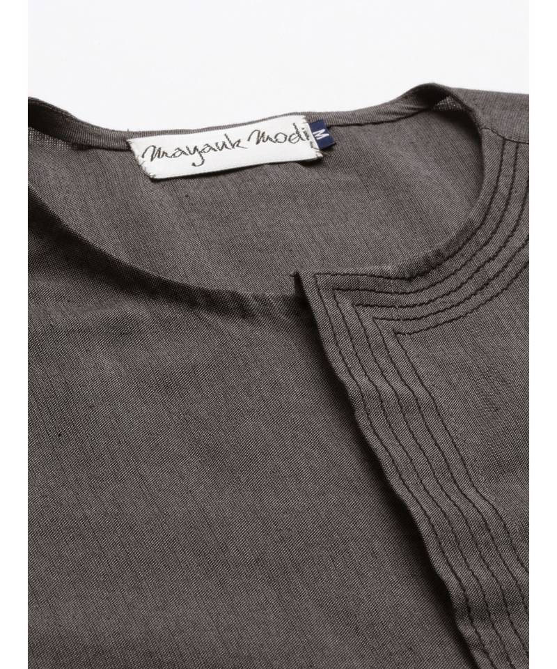 Grey Malai Cotton Short Kurta