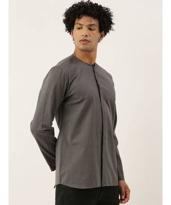 Grey Malai Cotton Short Kurta 4