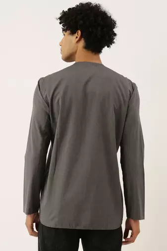 Grey Malai Cotton Short Kurta