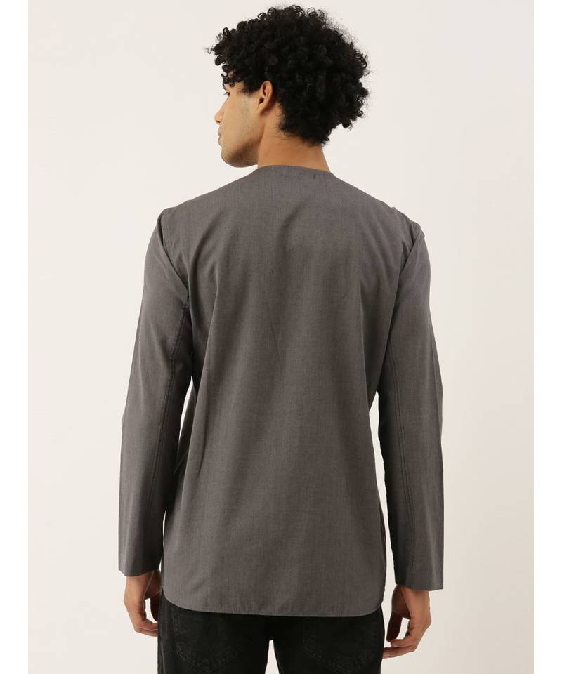 Grey Malai Cotton Short Kurta