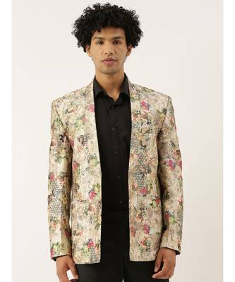 Printed Chanderi Open Jacket 1
