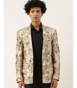 Printed Chanderi Open Jacket