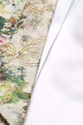 Printed Chanderi Open Jacket