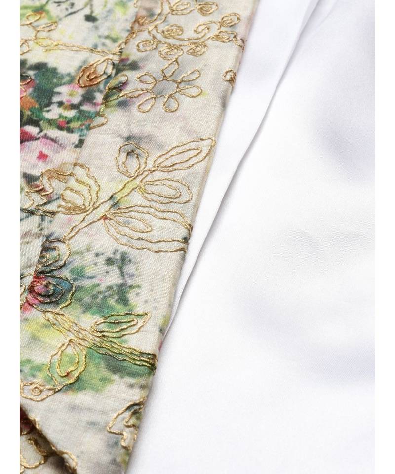 Printed Chanderi Open Jacket