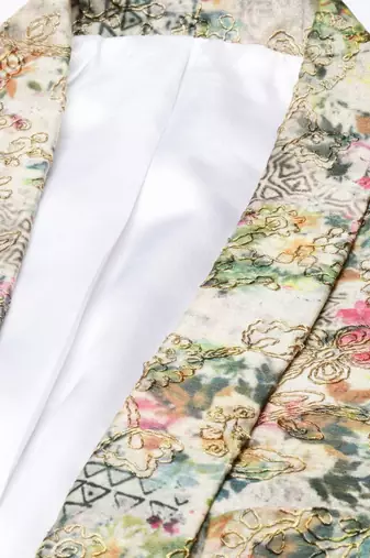 Printed Chanderi Open Jacket