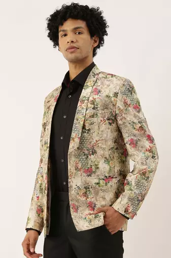 Printed Chanderi Open Jacket