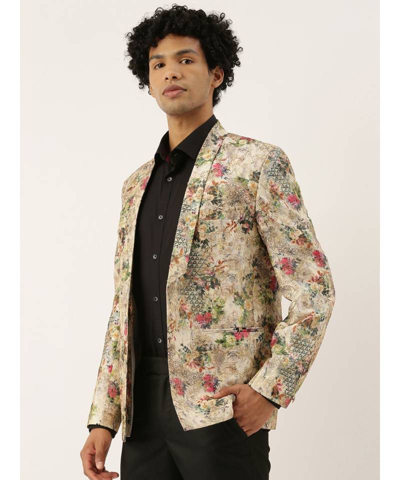Printed Chanderi Open Jacket