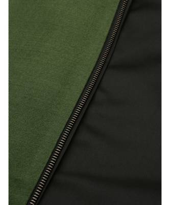 Green Cotton Silk Zipper Jacket 2