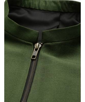 Green Cotton Silk Zipper Jacket 3