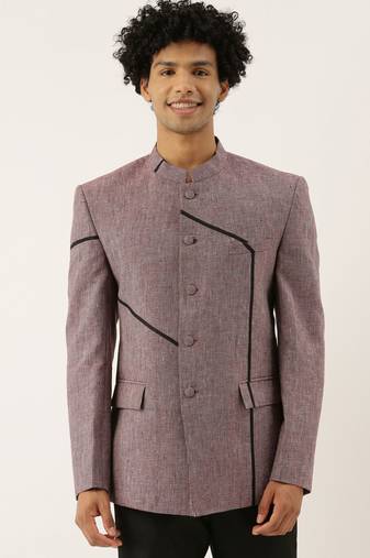 Red Linen Classic Bandhgala