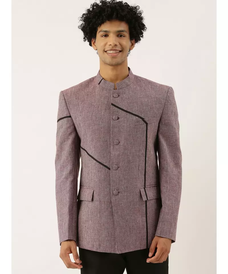 Red Linen Classic Bandhgala