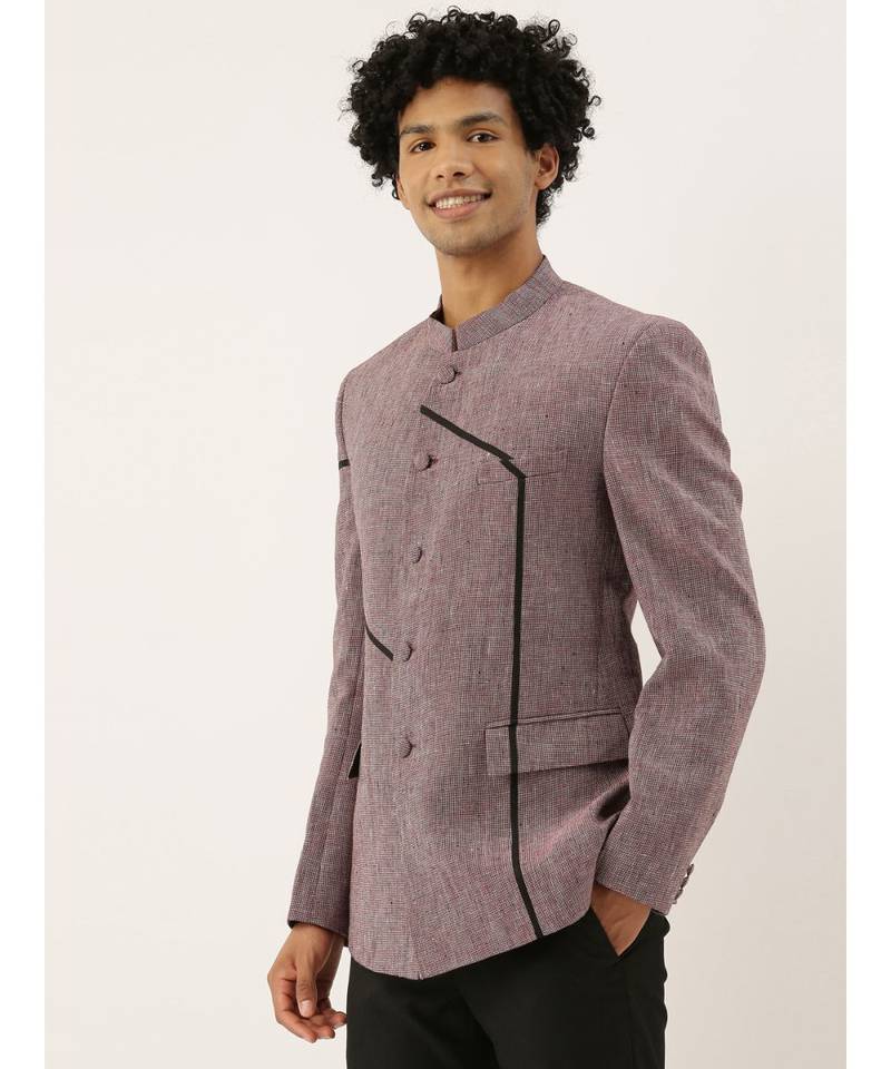 Red Linen Classic Bandhgala