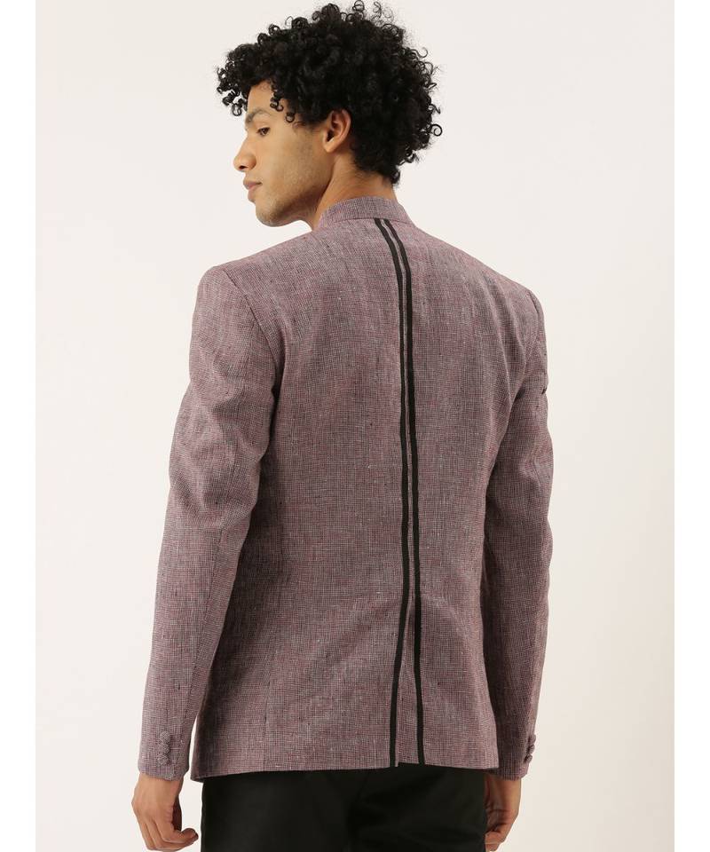 Red Linen Classic Bandhgala