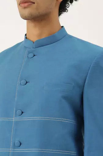 Blue Classic Cotton Bandhgala