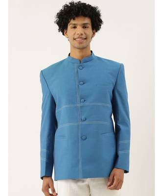 Blue Classic Cotton Bandhgala 1