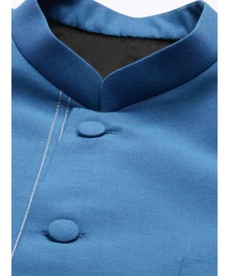 Blue Classic Cotton Bandhgala 4