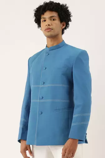 Blue Classic Cotton Bandhgala