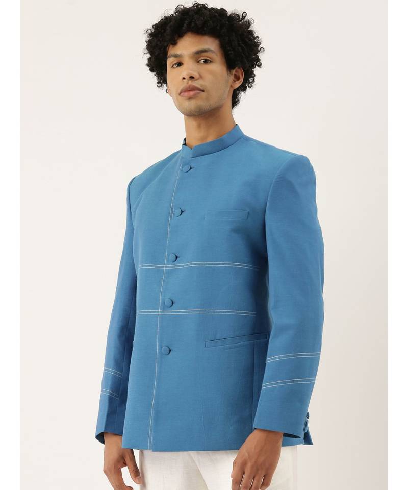 Blue Classic Cotton Bandhgala