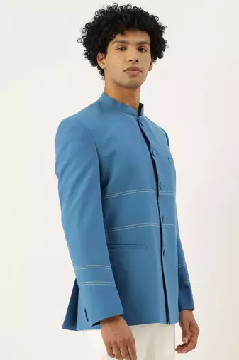 Blue Classic Cotton Bandhgala