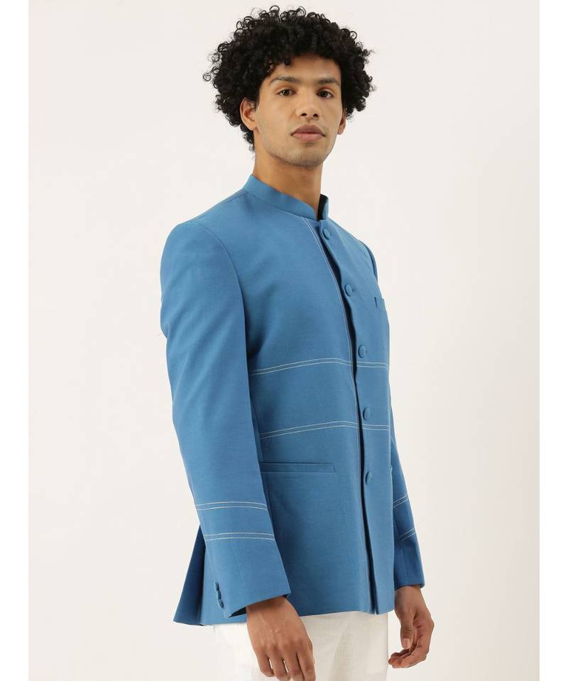 Blue Classic Cotton Bandhgala