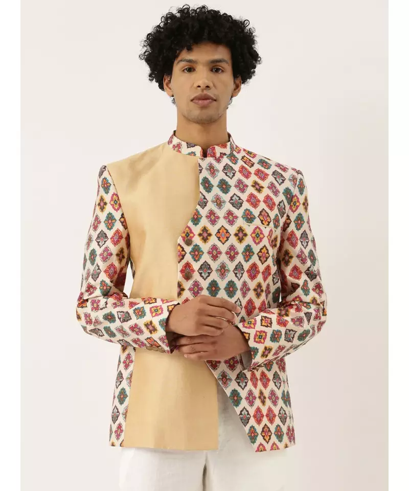 Chanderi Printed Bandhgala