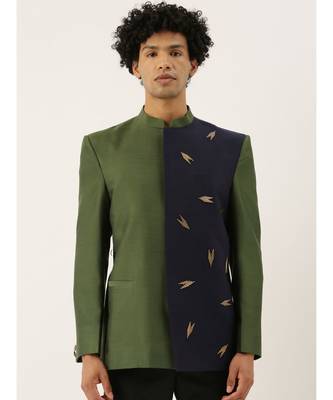 Classic Embellished Blue Green Bandhgala 1