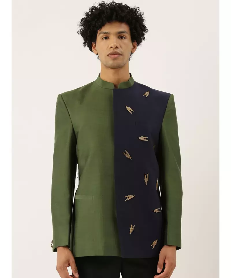 Classic Embellished Blue Green Bandhgala