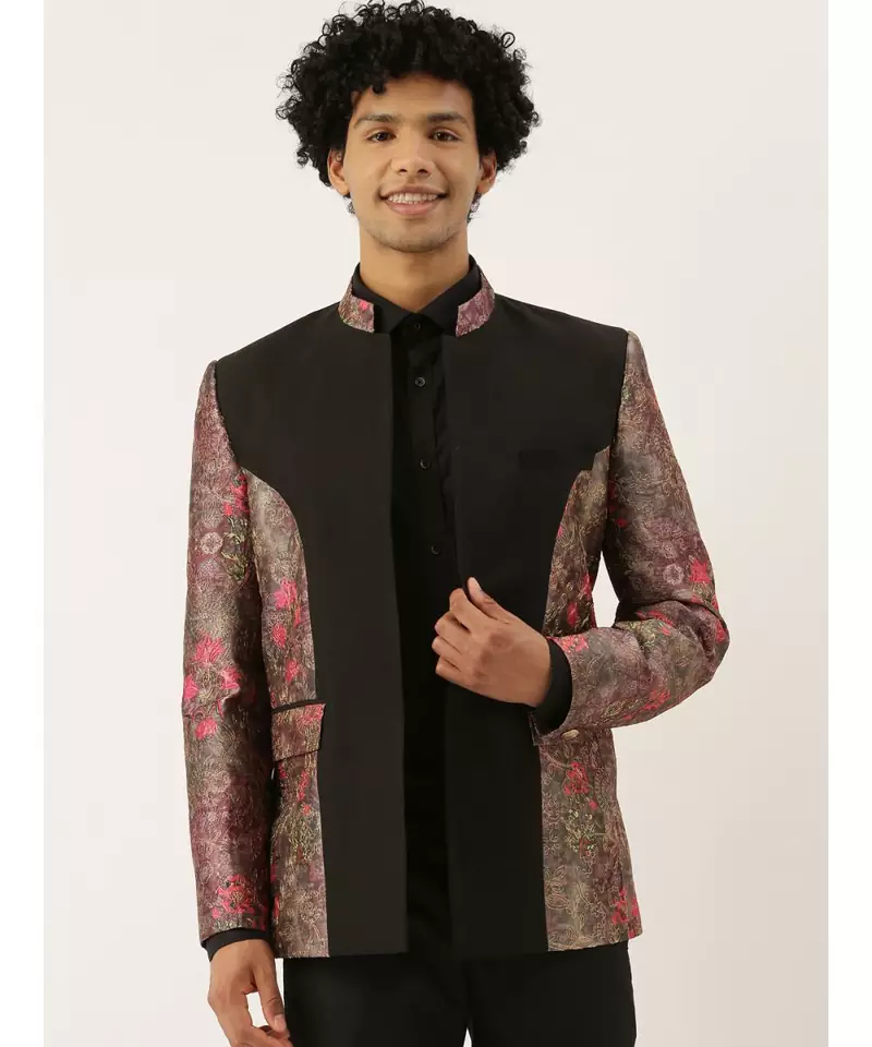 Chanderi Silk Printed Bandhgala