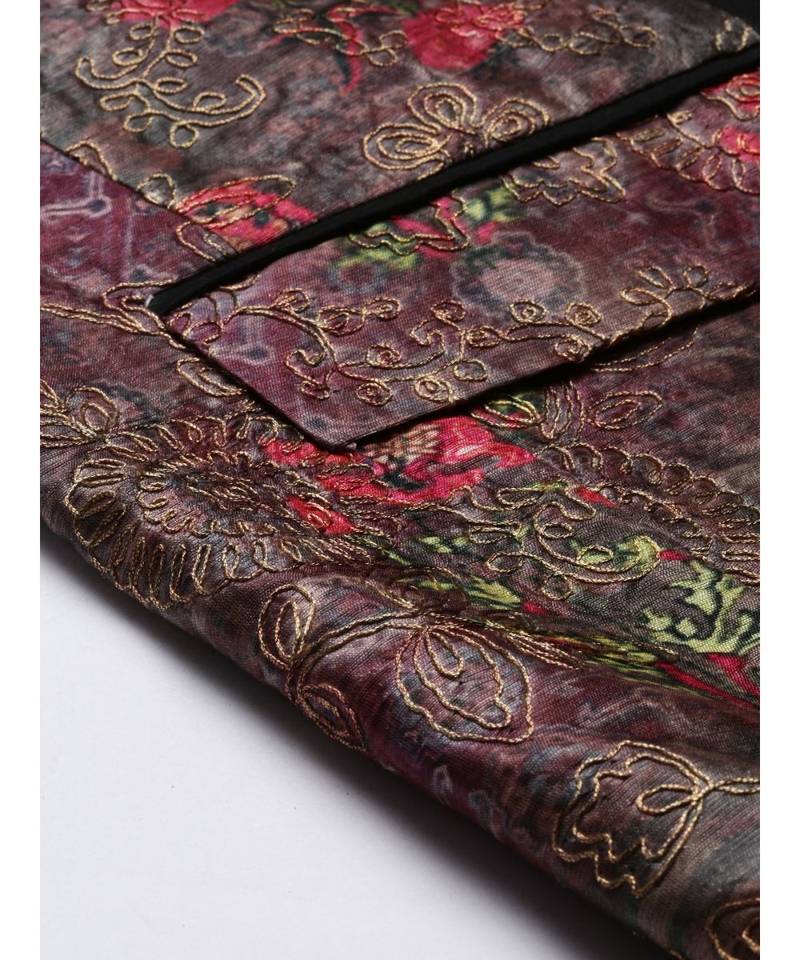 Chanderi Silk Printed Bandhgala