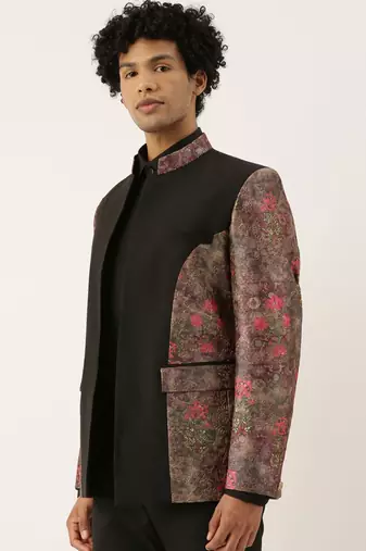 Chanderi Silk Printed Bandhgala