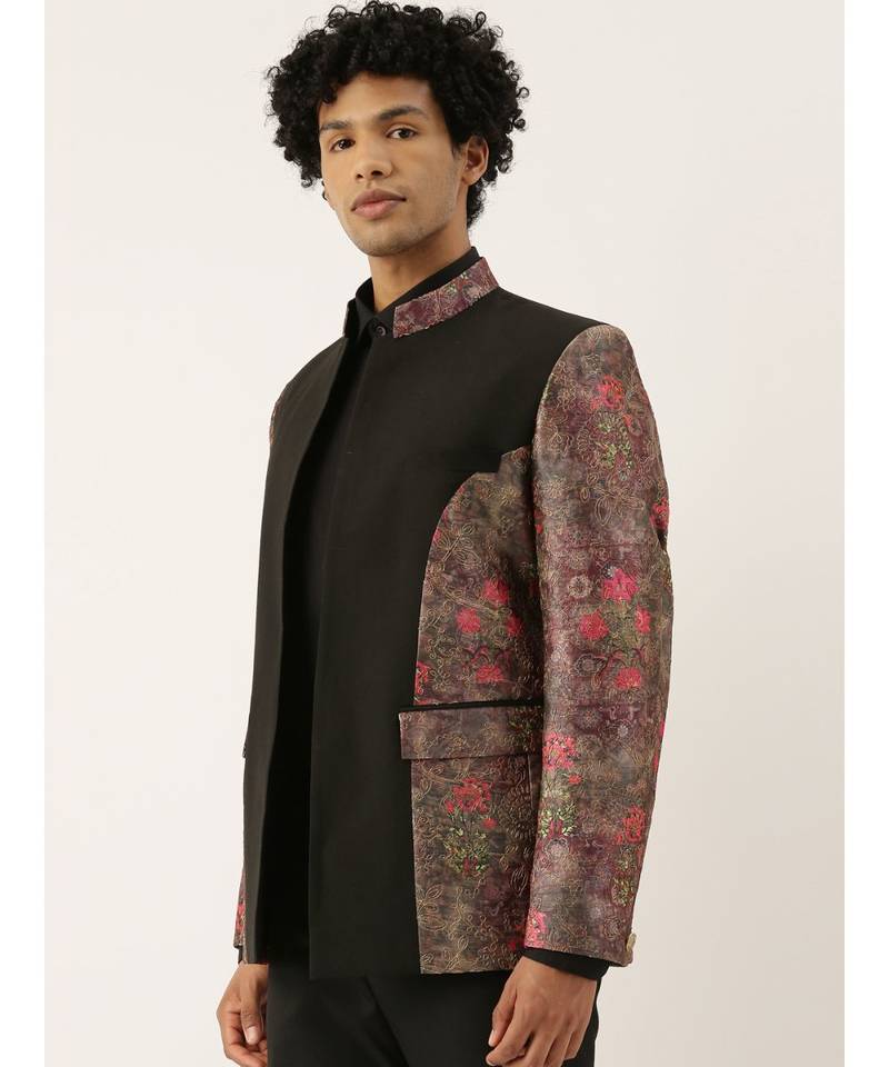 Chanderi Silk Printed Bandhgala