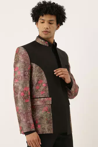 Chanderi Silk Printed Bandhgala