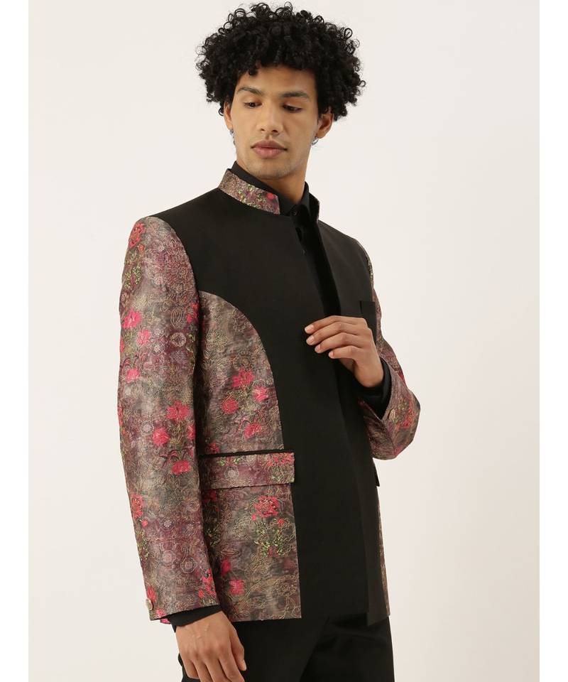 Chanderi Silk Printed Bandhgala