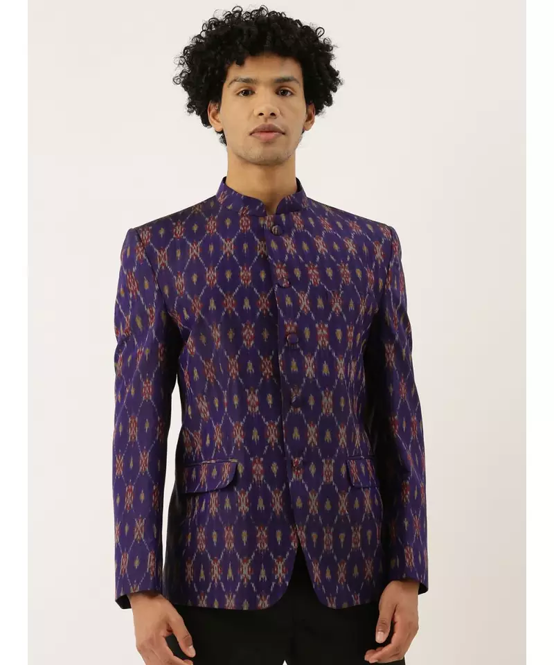 Ikat Purple Bandhgala
